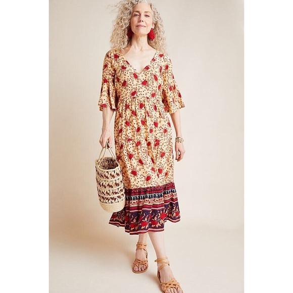 Anthropologie Faithfull the Brand Melia Midi Dress Size 2 Small Floral Boho S - Picture 3 of 12